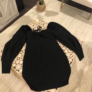 Long-sleeve black mini dress